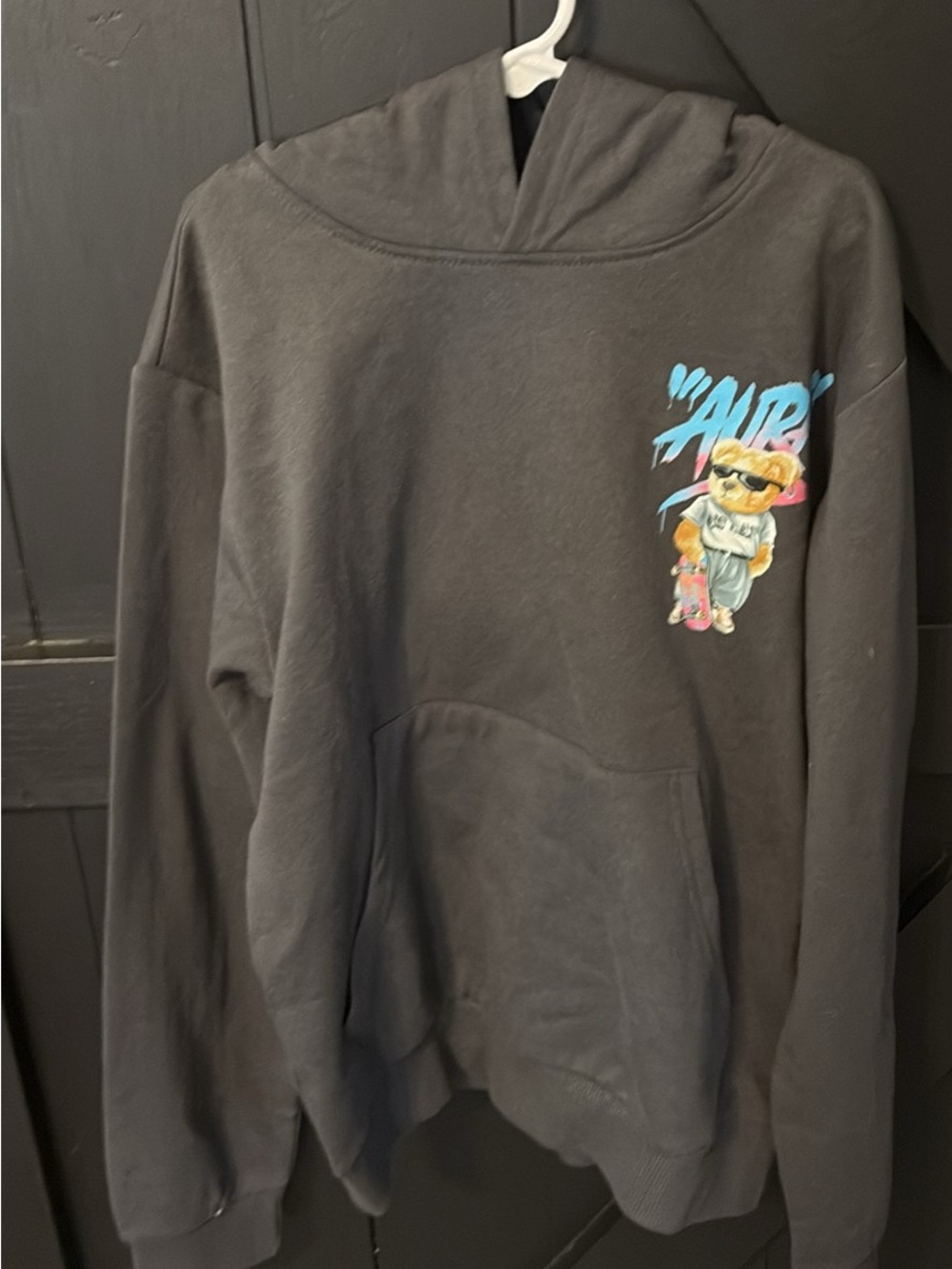 Aura Black Hoodie with Small Multicolor Chest Detail